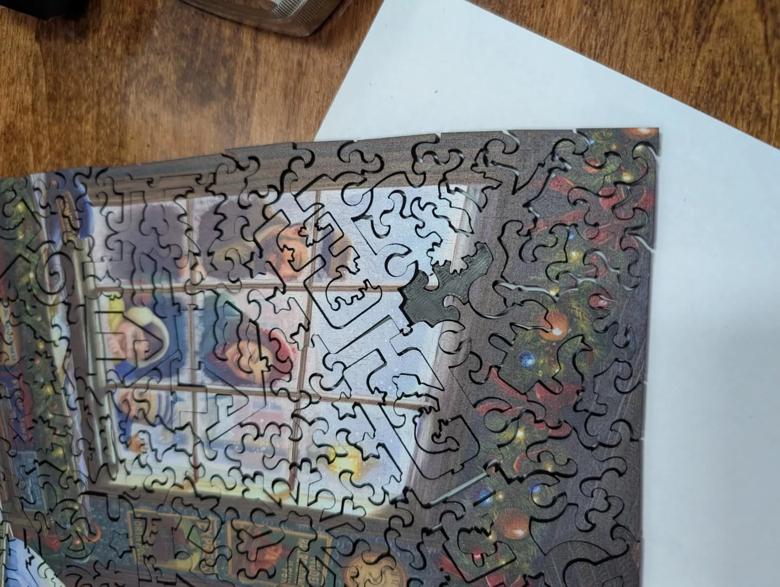 The completed puzzle with the printed piece slotted into place